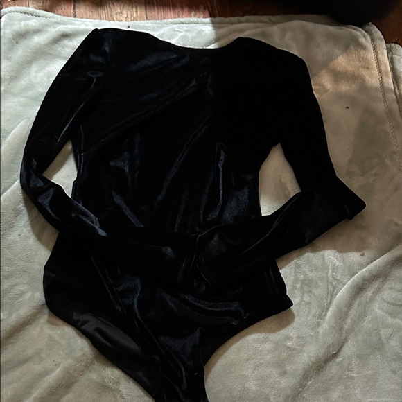 Other - Black Velvet Long Sleeve Bodysuit